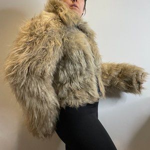 Reversible Y2K Faux Fur Denim Jacket -M-